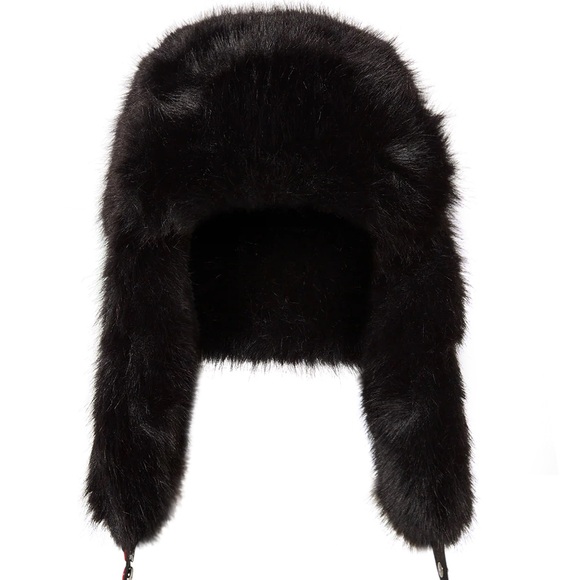 Sprayground Sky High Seekers Arctic Big Fur Aviator Faux Fur Hat Black